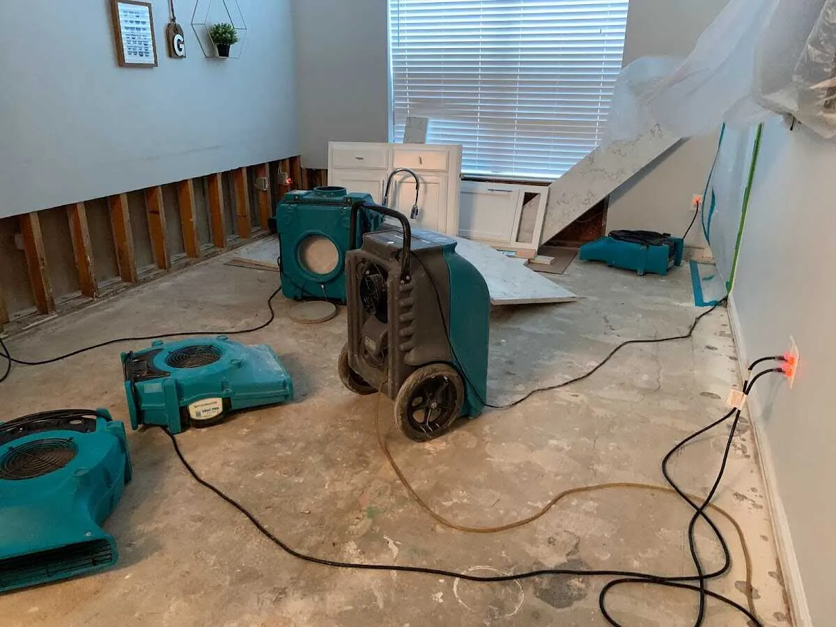 Dehumidifier in flood-cut room for Water Extraction & Removal in Fort Wayne